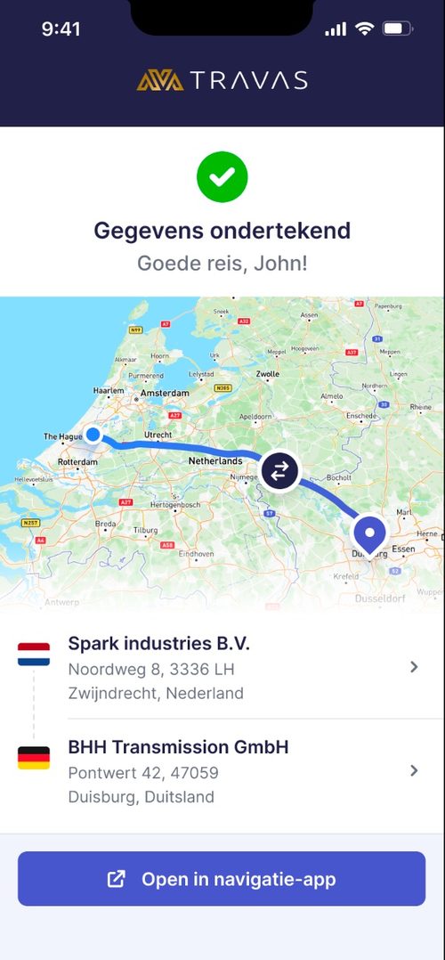 Route bevestiging chauffeur